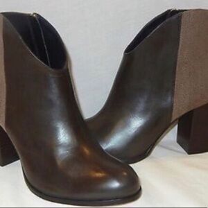 ANTHROPOLOGIE GUILHERMINA TWEED BACK BROWN BOOTS SIZE 7